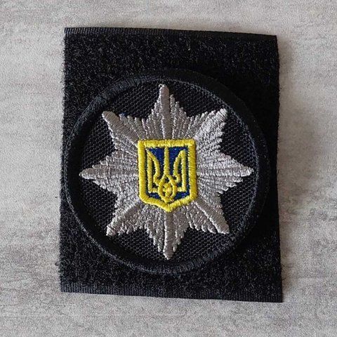 Шеврон Кокарда Поліція Чорна кольорова 6 см (сіра зірка) 12.664 &mdash; шеврон на липучці від VILNI