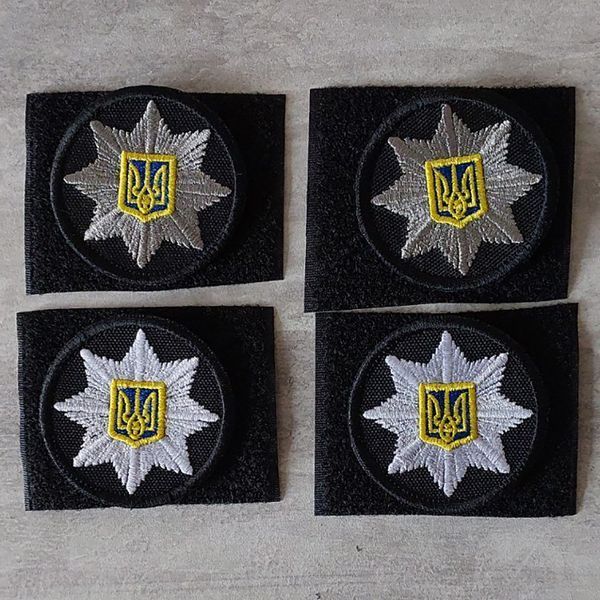 Шеврон Кокарда Поліція Чорна кольорова 6 см (сіра зірка) 12.664 &mdash; шеврон на липучці від VILNI