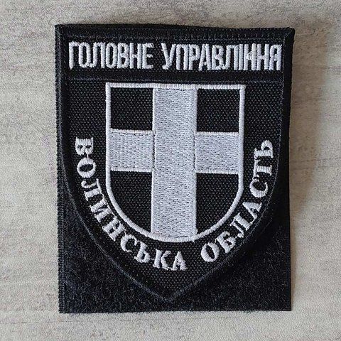 Шеврон Главное Управление Полиции - Волынская область черно-белый 12.102 &mdash; шеврон на липучці від VILNI