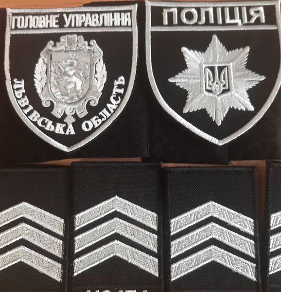 Шеврон Главное Управление Полиции - Львовская область черно-белый 12.076 &mdash; шеврон на липучці від VILNI