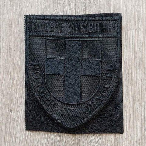 Шеврон Головне Управління Національної Поліції &mdash; Волинська область чорний 12.112 &mdash; шеврон на липучці від VILNI