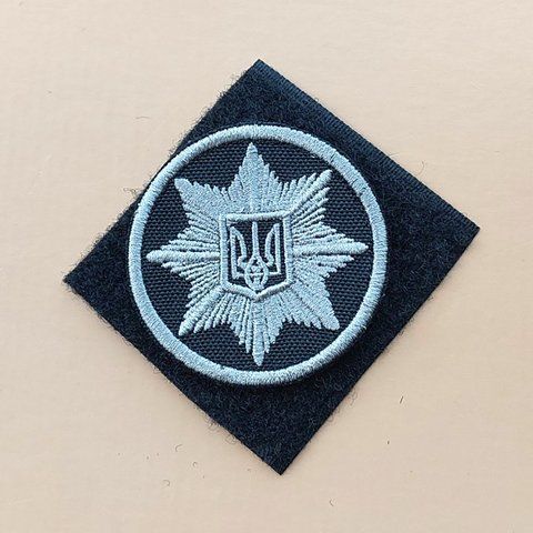 Шеврон Кокарда Поліція чорно-сіра (темне срібло) 6 см 12.655 &mdash; шеврон на липучці від VILNI
