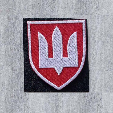 Шеврон Військова служба правопорядку ВСП білий Тризуб&nbsp;на червоному фоні 12.956 &mdash; шеврон на липучці від VILNI