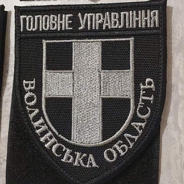 Шеврон Головне Управління Національної Поліції &mdash; Волинська область сірий (чорна окантовка) 12.141 &mdash; шеврон на липучці від VILNI