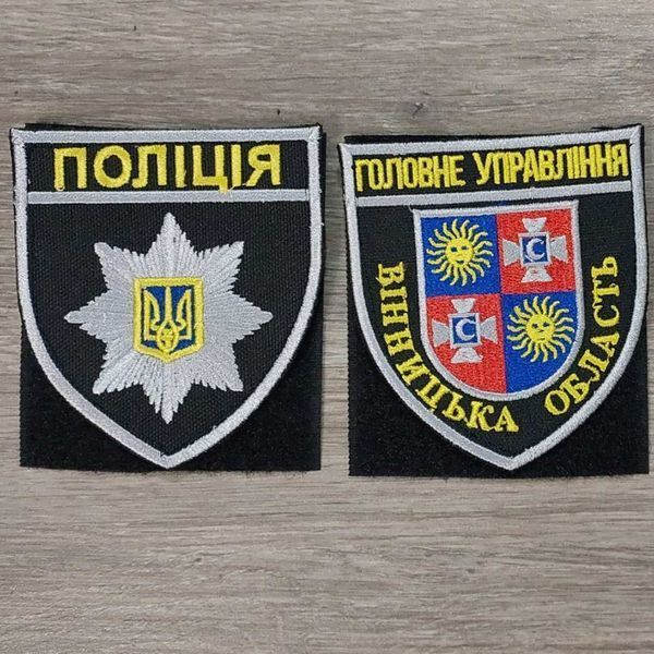 Шеврон Поліція кольорова зірка на чорному фоні 12.201 &mdash; шеврон на липучці від VILNI